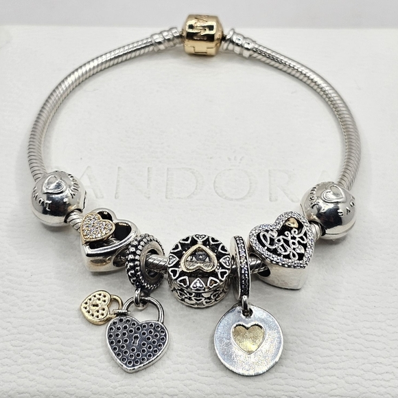 ♥️ 8pc Authentic Pandora LOVE BRACELET GIFT 🎁 SET With 14k GOLD - Picture 3 of 14